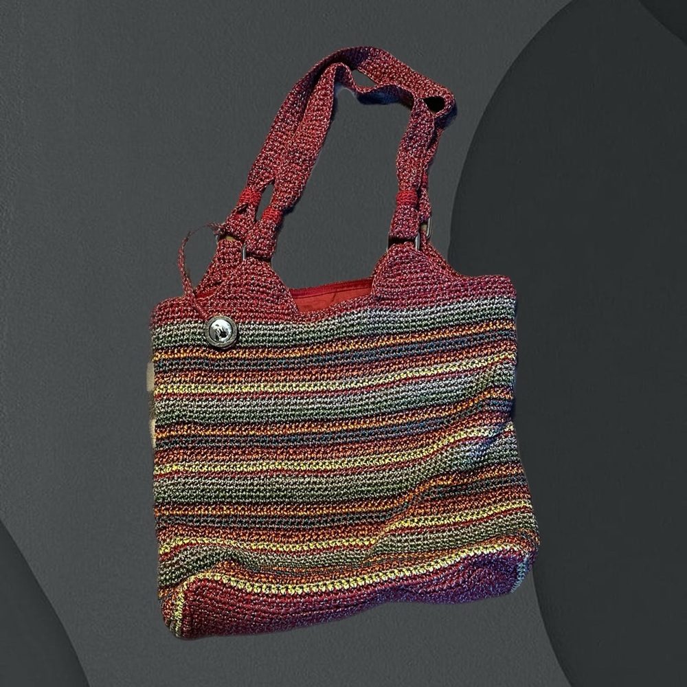 Knitted Tote Bag Multicolor Red Interior 18.5” - The Sak
